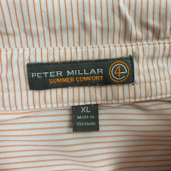 Peter Millar Summer Comfort Polo Shirt Men Extra Large Striped Orange White Logo - Picture 10 of 13